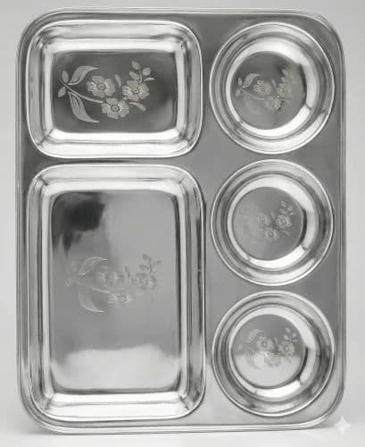 5 Compartment Stainless Steel Dinner Plate