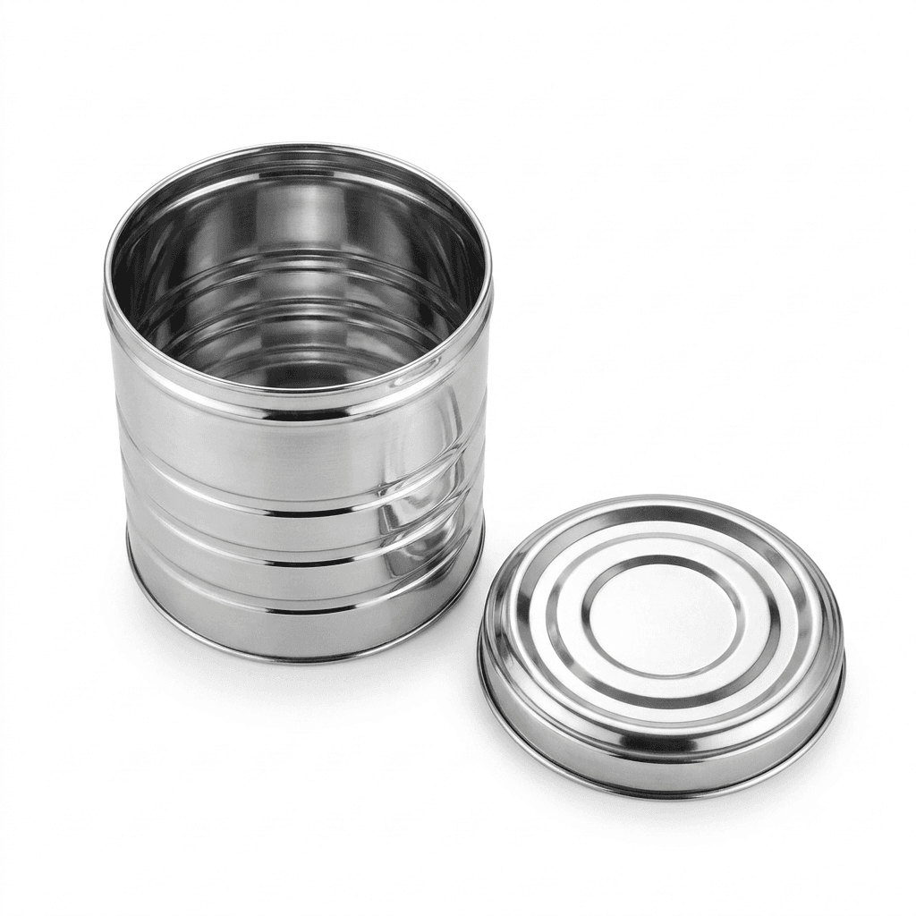 Stainless Steel 1000ml Canister / Dibba 156gram Mirror Polish & Silver touch view 3