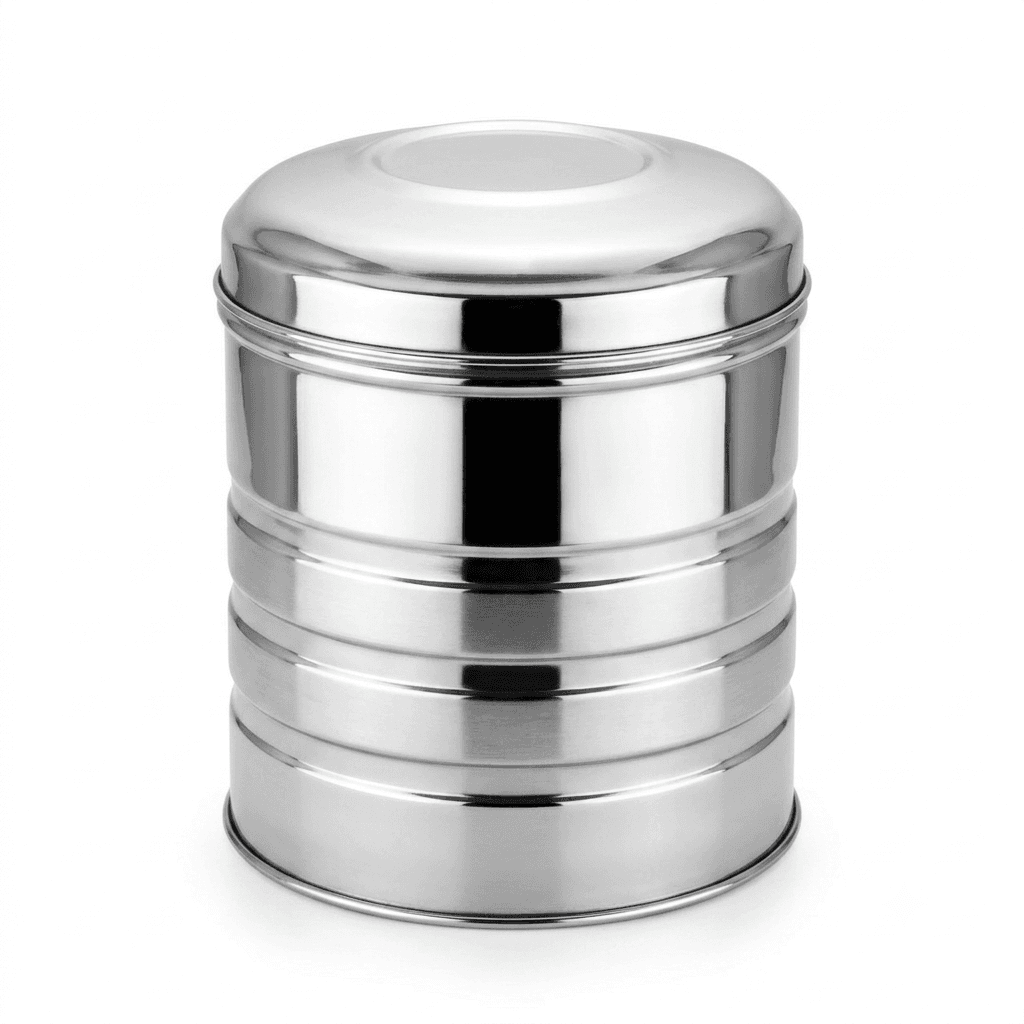 Stainless Steel 1250ml Canister / Dibba 154gram Mirror Polish & Lazer