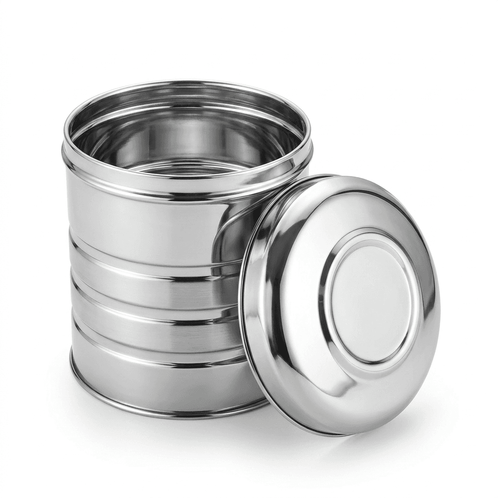 Stainless Steel 1250ml Canister / Dibba 154gram Mirror Polish & Lazer view 2