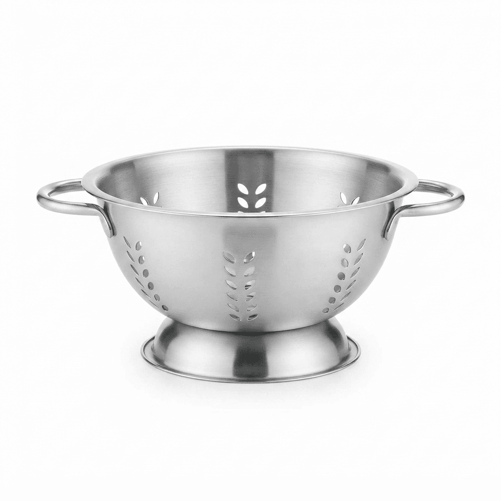 Extra High Quality Mirror Polish Stainless Steel leaf design Colander 10" inches 330gram