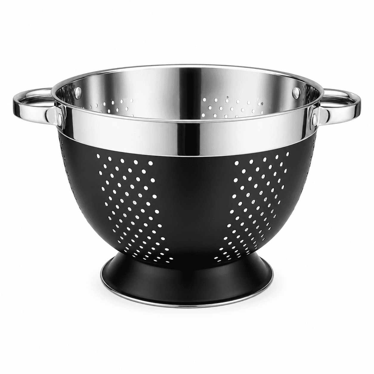 Stainless Steel Heavy Quality Colour Black n White Colander 14" inches 415gram & 16" inches 570gram Extra Mirror Polish