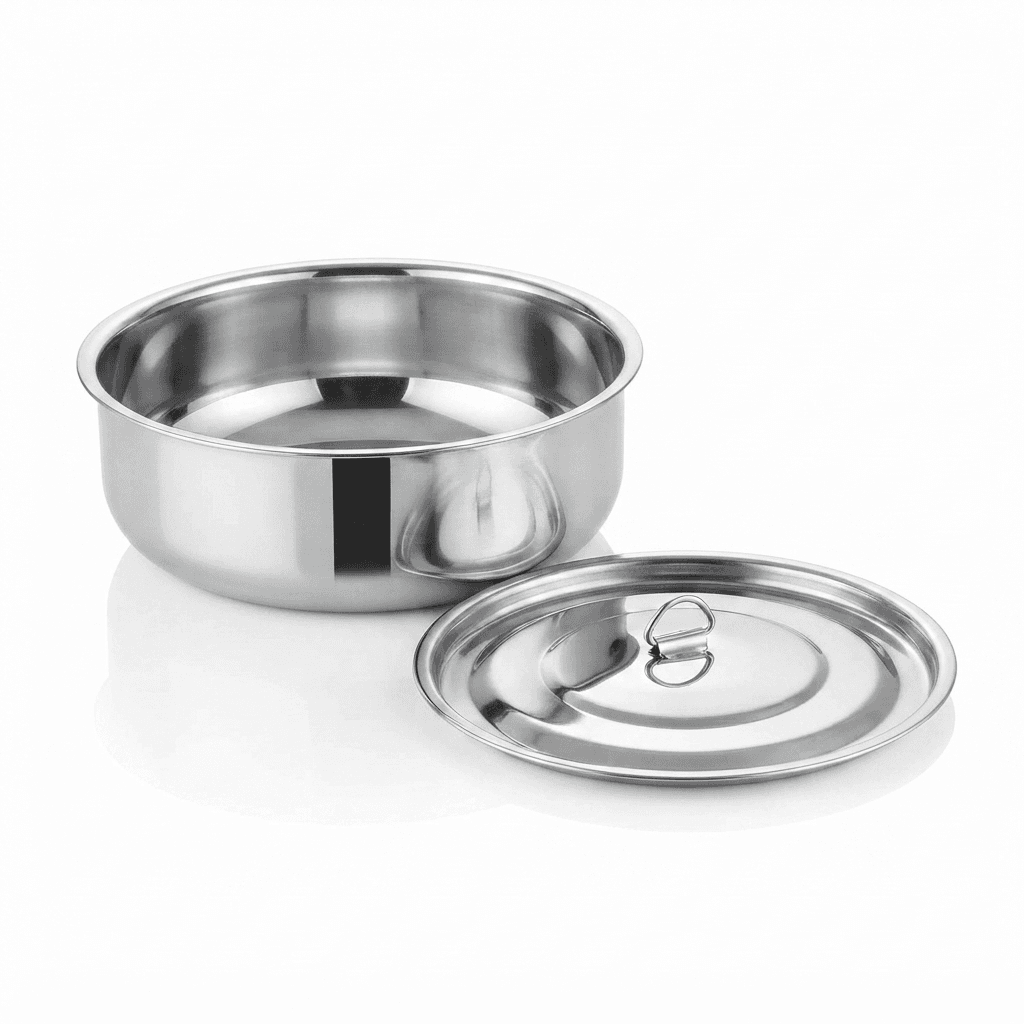 Stainless Steel Butter Pot / Makhan Pot / Serving Pot 12" inches 200gram piece Full Mirror Polish