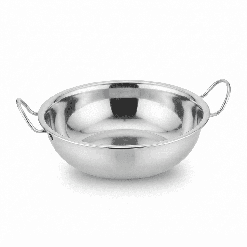 14" inches Stainless Steel Kadhai / Cooking Pot Mirror Polish + Lazer 260gram Under 99 Lot view 2