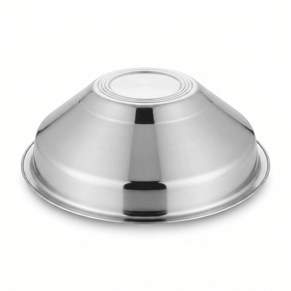 Stainless Steel 15" inches 195gram Daliya / Dalaiya / Mixing Bowl Mirror Polish+ Lazer + Silver Touch view 2
