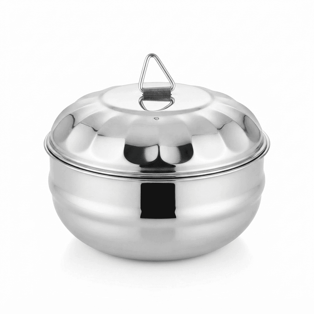 10" inches Flower Serving Pot / Priya Pot / Ghee Pot / Container Full Mirror Polish 140grams