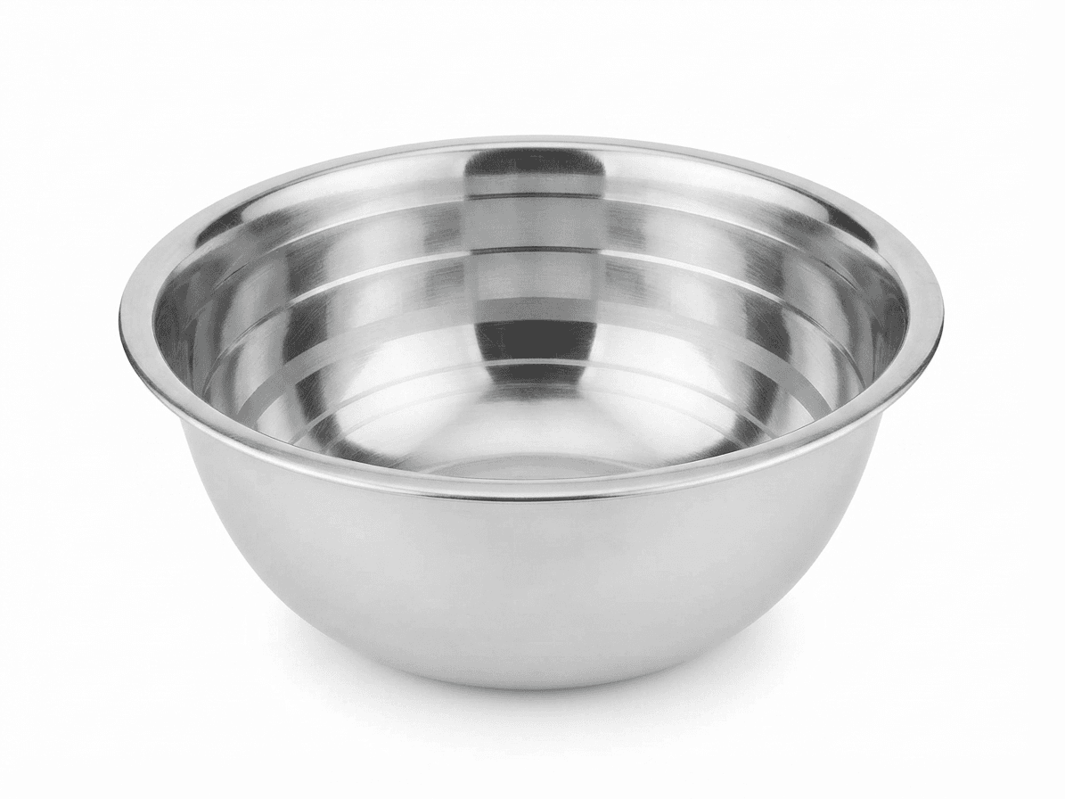 17" inches 230gram Ubowl / Deep Mixing Bowl / Big Bowl with Lazer & Silver touch Full Mirror Polish view 2