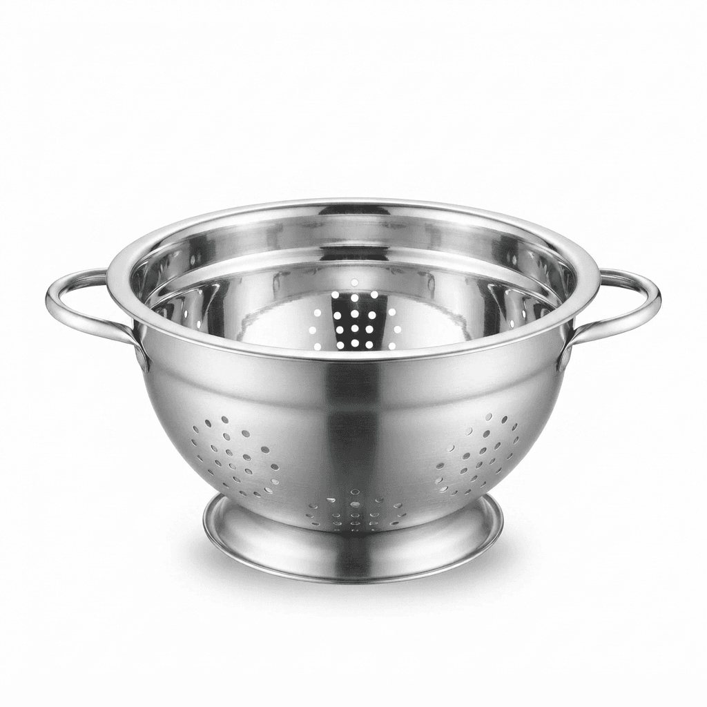 Extra High Quality Mirror Polish 16" inches 560gram Heavy Quality Steel German Colander / Chalna / fruit basket