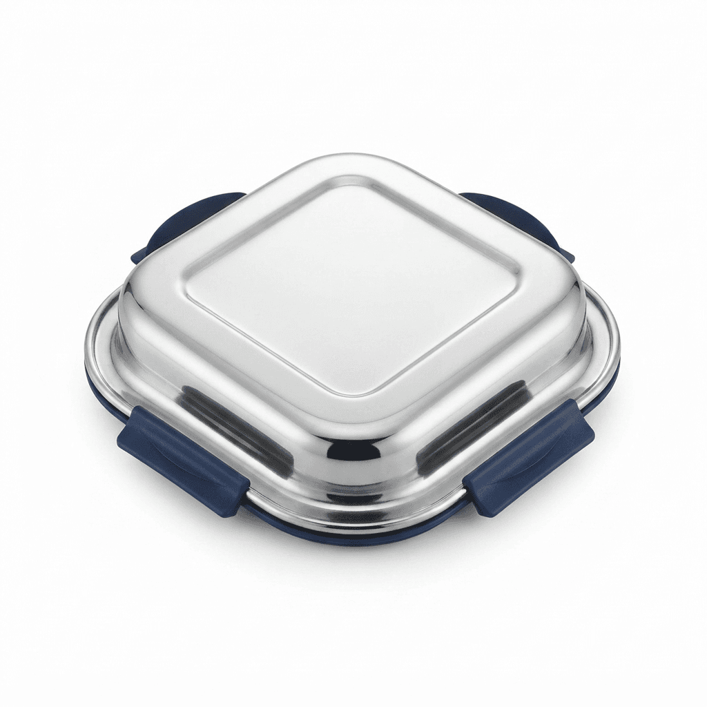 400ml Square Stainless Steel 4 Lock and Seal Air tight Lunchbox 120gram view 3