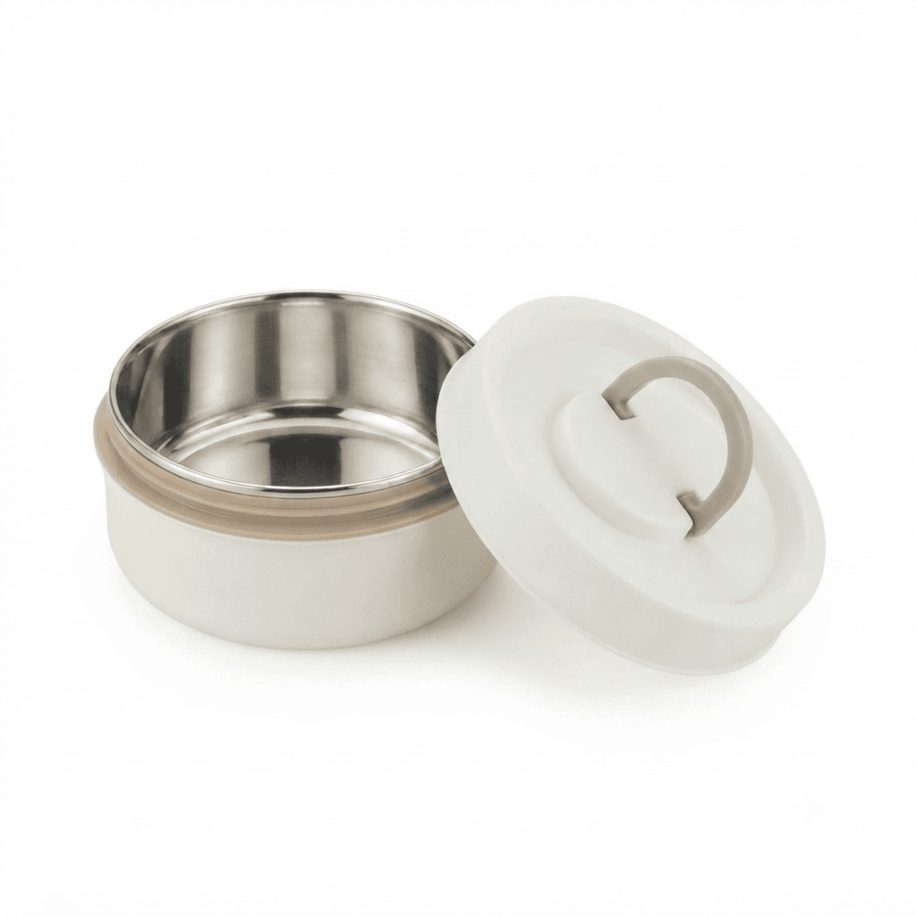 Inner Steel Outter Plastic High Quality Round Lunch Box 400ml view 2