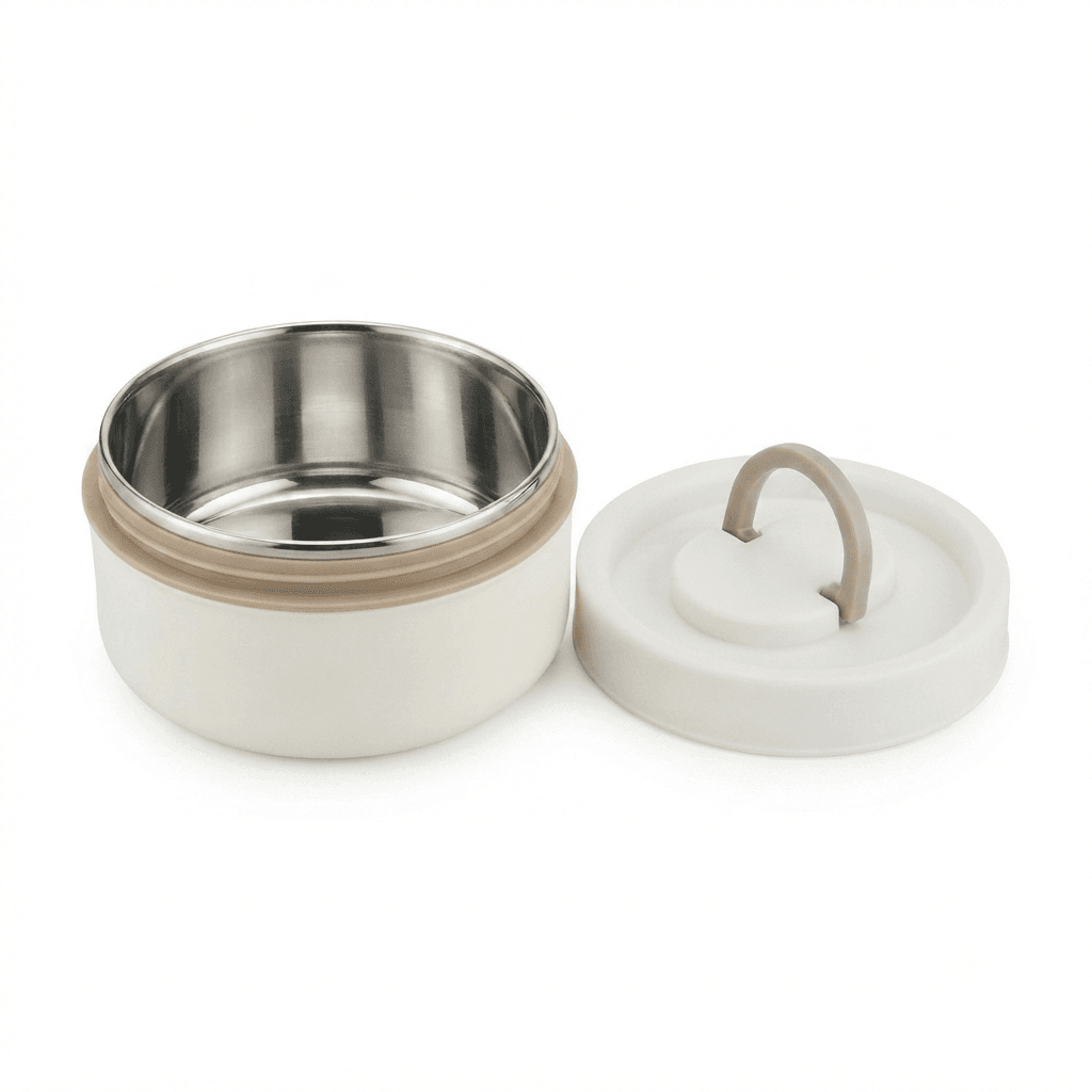 Inner Steel Outter Plastic High Quality Round Lunch Box 400ml view 3