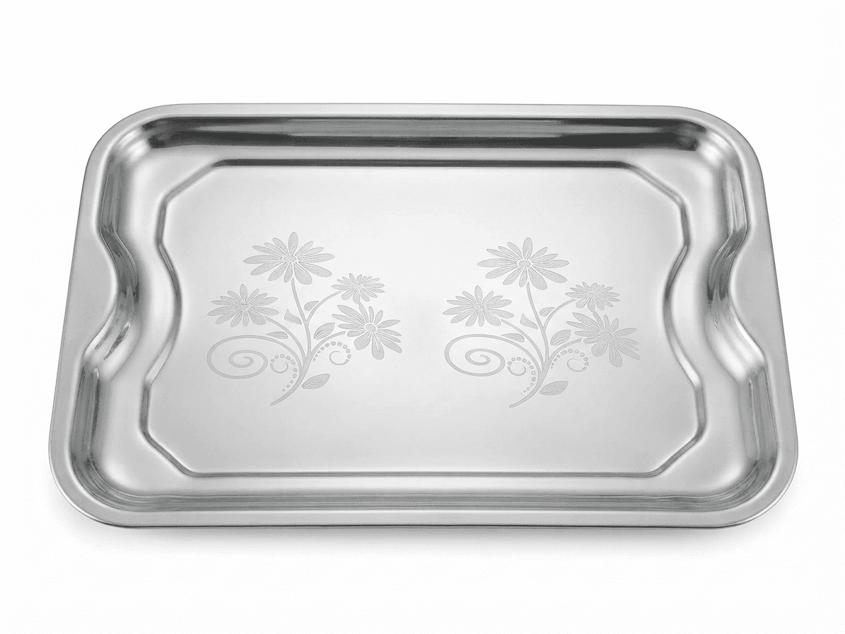 Dollar Tray / Serving Tray 16×11" inches 360gram Mirror Polish + Lazer