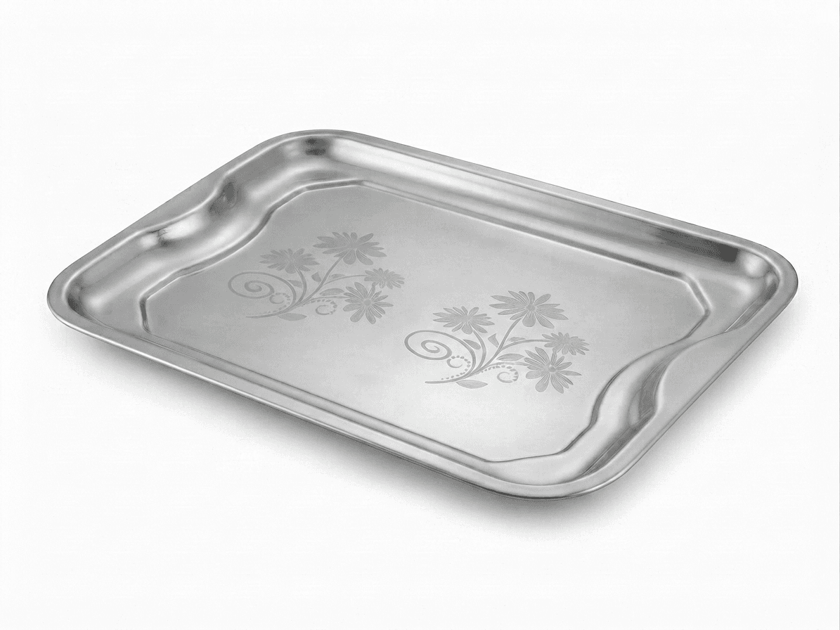 Dollar Tray / Serving Tray 16×11" inches 360gram Mirror Polish + Lazer view 2
